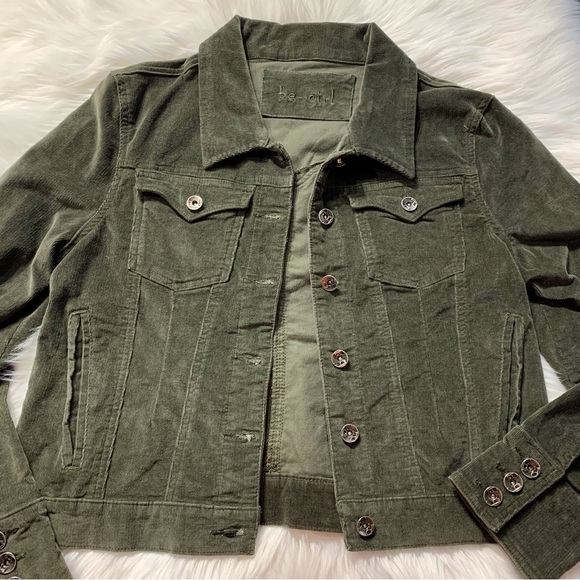 be-girl Jackets & Blazers - be-girl green corduroy classic fit fashion jacket size xl juniors